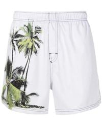 Osklen - Palm Tree-Print Thigh-Length Swim Shorts - Lyst