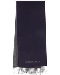 Giorgio Armani - Sciarpa Con Frange E Logo - Lyst
