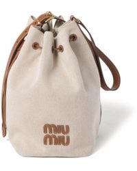 Miu Miu - Canvas-Beuteltasche mit Logo - Lyst