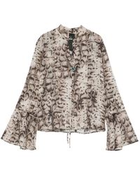 Pinko - Blouse With Snake Print And Jewel Buttons - Lyst
