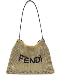 Fendi - Large Logo-Embroidered Shoulder Bag - Lyst