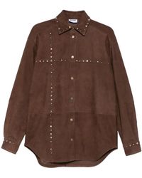 Moschino - Suede Shirt With Metallic Stud Detailing - Lyst