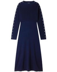 Sandro - Stud-Embellished Layered-Effect Knitted Midi Dress - Lyst