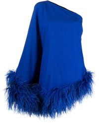 ‎Taller Marmo - 'Ubud' Mini One-Shoulder Dress With Feather Trim - Lyst