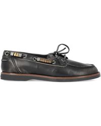 Pinko - Leather Lace-Up Loafers - Lyst