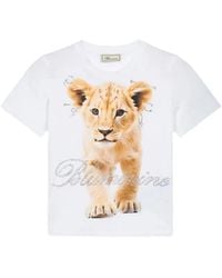 Blumarine - Lion-Print Crystal-Logo T-Shirt - Lyst