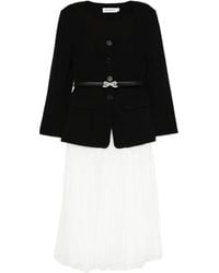 Self-Portrait - Midi-Jurk Met Geplooid Vlak En Strikdetail - Lyst