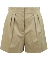 Max Mara - Short Plissé À Logo Brodé - Lyst