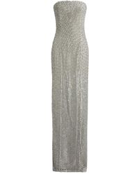 Ralph Lauren - Embellished Slit Maxi Evening Dress - Lyst