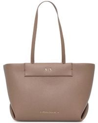 ARMANI EXCHANGE - Logo-Plaque Pebbled-Effect Tote Bag - Lyst