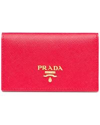 Prada - Portefeuille En Cuir Saffiano À Plaque Logo - Lyst