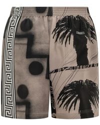 Versace - Bermudas Sunset Palms Con Estampado Greca - Lyst