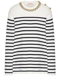 Valentino Garavani - Striped Embroidered Sweater - Lyst