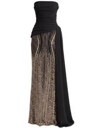 Gemy Maalouf - Draped Beaded Maxi Dress - Lyst
