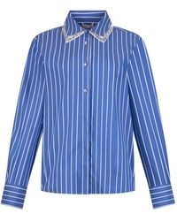 Liu Jo - Striped Embellished Collar Detail Shirt - Lyst