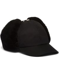 Prada - Re-nylon And Shearling Hat - Lyst