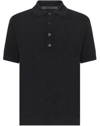 Low Brand - Ribbed-Trim Knitted Polo Shirt - Lyst