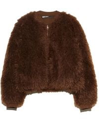 Bimba Y Lola - Khaki Fur Bomber Jacket - Lyst