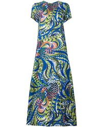 LaDoubleJ Long Length Patterned Swing Dress - Blauw
