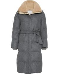 Brunello Cucinelli - Flannel Shearling-Collar Down Coat - Lyst