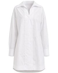 Dondup - V-Neck Long-Sleeved Cotton Mini Dress - Lyst