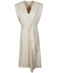 Incotex - Gelaagde Maxi-Jurk Met V-Hals - Lyst