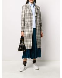 Prada Abrigo a cuadros con botones - Azul