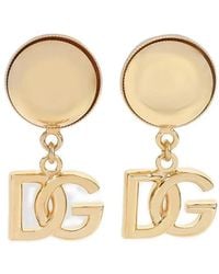 Dolce & Gabbana - Clip-On Earrings With Dg Logo - Lyst