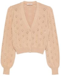 Twinset - Pointelle-Knit Heart-Motif Cardigan - Lyst