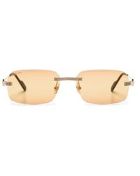 Cartier - Eckige Sonnenbrille mit Logo-Schild - Lyst