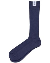 Kaptain Sunshine Ribbed-Knit Logo-Patch Socks in Blue for Men | Lyst