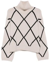 Allude - Argyle-Pattern Roll-Neck Sweater - Lyst
