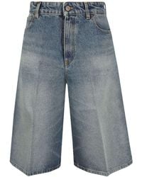 Victoria Beckham - Pantalones vaqueros cortos con diseño ancho - Lyst
