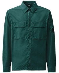 C.P. Company - Organic Gabardine Lens Flap Zip Overshirt - Lyst