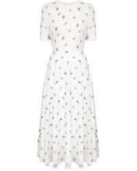 POST MERIDIEM - Floral-Print Short-Sleeve Midi Dress - Lyst