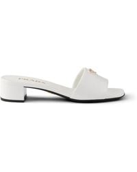 Prada - Saffiano Patent Leather Sandals - Lyst