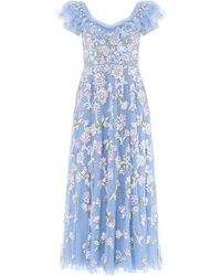 Needle & Thread - Gerüschtes Midikleid Mit Pailletten - Lyst