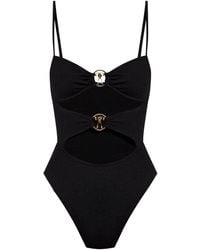 Moschino - Logo-plaque Cut-out Swimsuit - Lyst