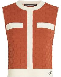 Karl Lagerfeld - Top sin mangas con ribetes en contraste - Lyst