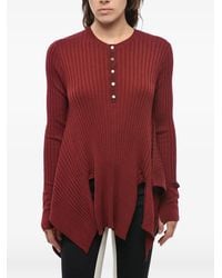 Stella McCartney - Virgin Wool And Silk Ribbed Crewneck Sweater With Buttons - Lyst