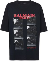 Balmain - T-Shirt aus Bio-Baumwolle mit Print - Lyst