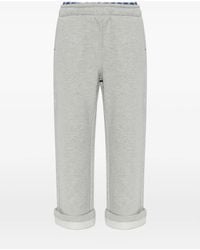Munthe - Nohlan Check-Waistband Turn-Up Track Pants - Lyst