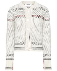 Thom Browne - Fair Isle Jacquard Donegal Cropped Cardigan - Lyst