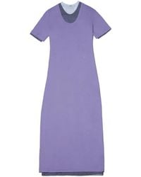 Jil Sander - Robe Longue À Manches Courtes Et Effet De Superposition - Lyst