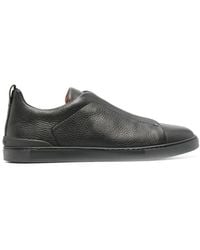 Zegna - Panelled Leather Slip-on Sneakers - Lyst