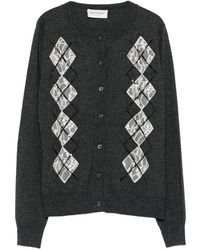 ERMANNO FIRENZE - Cardigan mit Spitzeneinsätzen im Argyle-Muster - Lyst