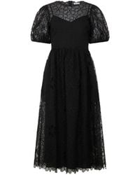 RED Valentino - Puff-Sleeve Floral Dress - Lyst