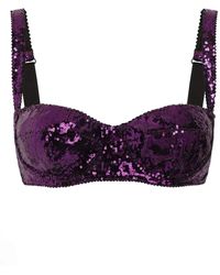 Dolce & Gabbana - Sequinned Balconette Bra - Lyst