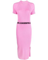 Karl Lagerfeld - Robe en maille à taille à logo - Lyst