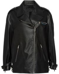 Prada Chaqueta biker oversize - Negro